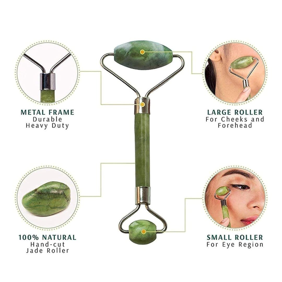 facial massager jade roller & gua sha tool natural himalayan stone for face neck healing skin wrinkles & serum application (jade roller with gua sha) 2 facial massager jade roller & gua sha tool natural himalayan stone for face neck healing skin wrinkles & serum application (jade roller with gua sha) - image 2