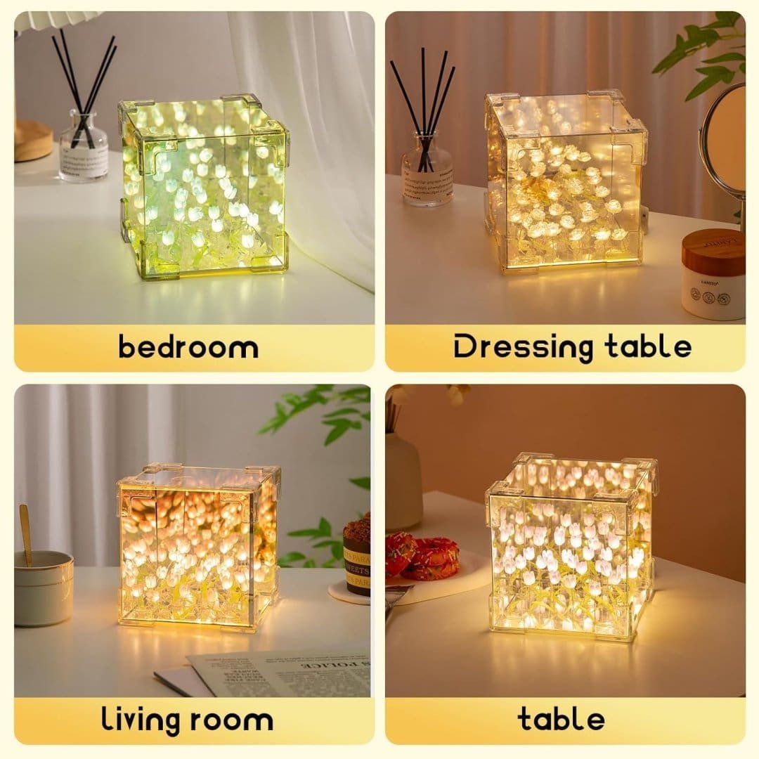cube tulip led mirror lamp – square decorative flower night light 3 cube tulip led mirror lamp – square decorative flower night light - image 3